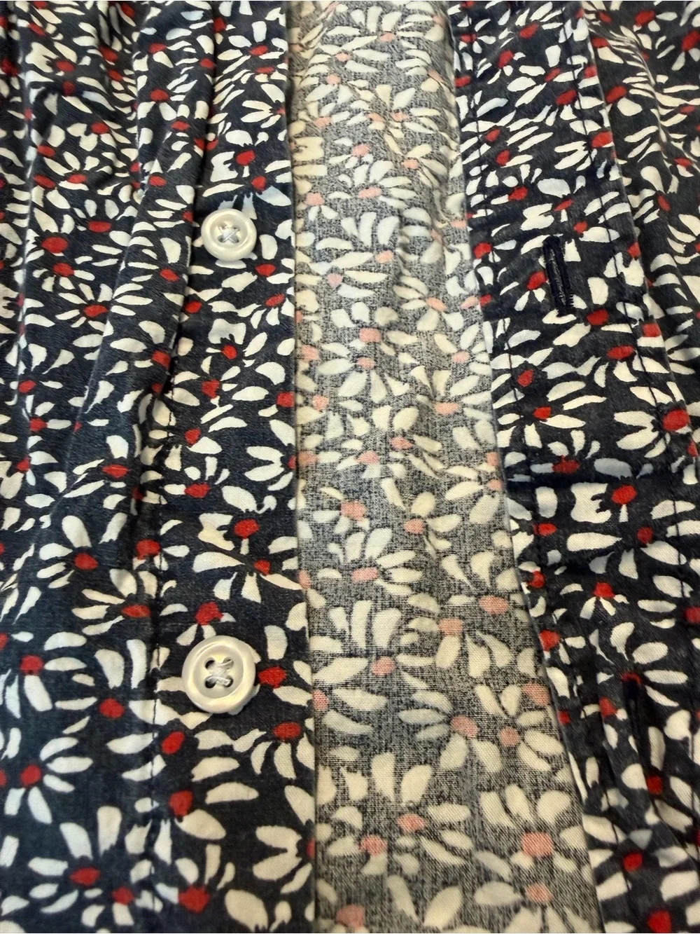 J. Crew Navy Short-Sleeve Button-Down with White and Red Leaf Print